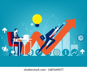 Entrepreneur startup. Concept buisness vector illustration, Direction, Growth, Office teamwork.