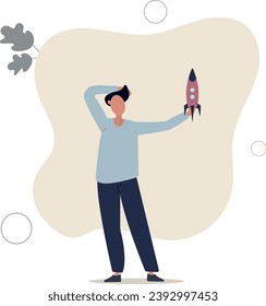 Emprendedor y proyecto de inicio, iniciar nuevos negocios u oportunidad para inventar nuevos productos, innovaciones o ambición al concepto de éxito.ilustración vectorial plana.