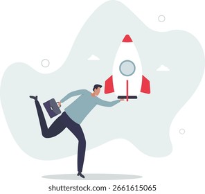 Emprendedor y proyecto de inicio, iniciar un nuevo negocio u oportunidad de inventar un nuevo producto, vida humana.