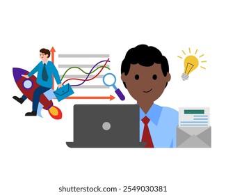 Un emprendedor. Ilustración plana de color simple de Vector.