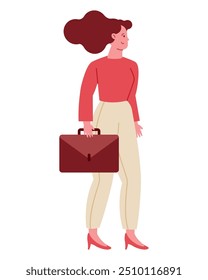 entrepreneur woman with suitcase isolated