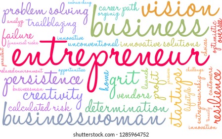 Entrepreneur word cloud on a white background. 