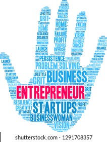 Entrepreneur word cloud on a white background. 