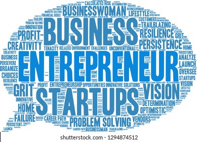Entrepreneur word cloud on a white background. 