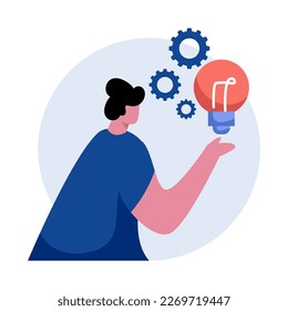 The Entrepreneurial Mindset This illustration can show someone thinking and designing a business plan on a blackboard or on a desk. opportunity business concept