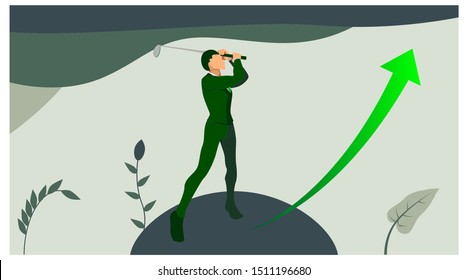 an entrepreneurial pose using a golf club, growing up. with natural style. eps10 vector file