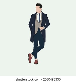 Entrepreneurial style vector illustration with formal use, and flat face. Vector illustration of formal style dress.