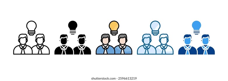 Entrepreneurs Brainstorming Icon Set Multiple Style Collection