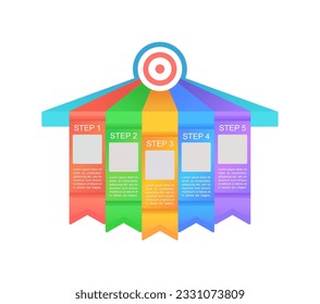 Entrepreneurs goals infographic chart design template. Abstract infochart with copy space. Instructional graphics with 5 step sequence. Visual data presentation. Montserrat Medium, Regular fonts used