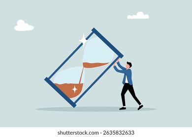 Entrepreneurs try to stop the hourglass before it falls. Time management, urgency, deadlines, business strategy, time-sensitive materials