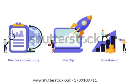 Entrepreneurship abstract concept vector illustration set. Business opportunity, startUp, investment, financial adviser, startup launch, franchising, business venture, mentoring abstract metaphor.