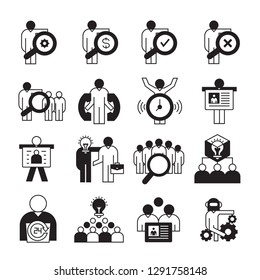 entrepreneurship, business management and organization icons