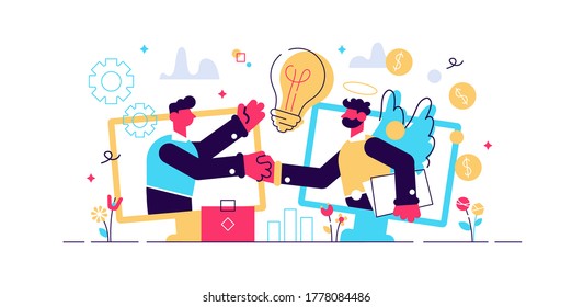 Entrepreneurship funding, initiative investment, idea financing. Angel investor, startup financial support, business professionals help concept. Bright vibrant violet vector isolated illustration