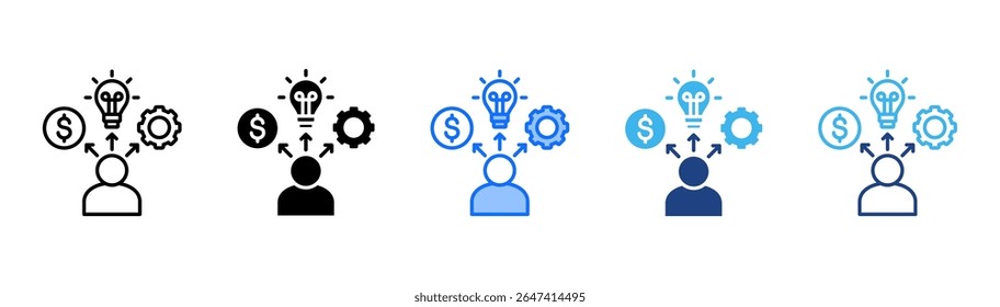 Ícone de empreendedorismo definir coleção de vários estilos