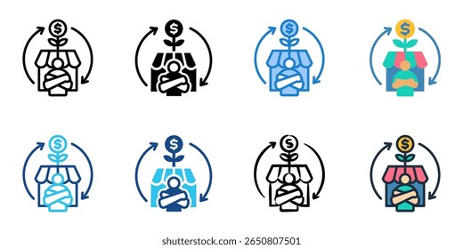 Entrepreneurship icon set multiple style collection 
