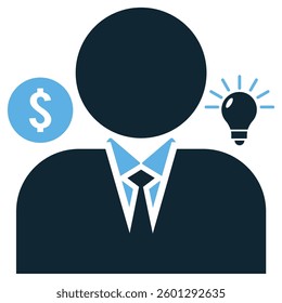 entrepreneurship icon vector representing innovation, leadership, and success. Ideal for startups, business ventures, and creative growth.