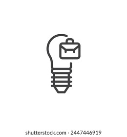 Entrepreneurship and innovation line icon. linear style sign for mobile concept and web design. Lightbulb and briefcase outline vector icon. Symbol, logo illustration. Vector graphics