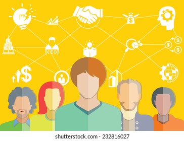 entrepreneurship, startup concept, yellow background