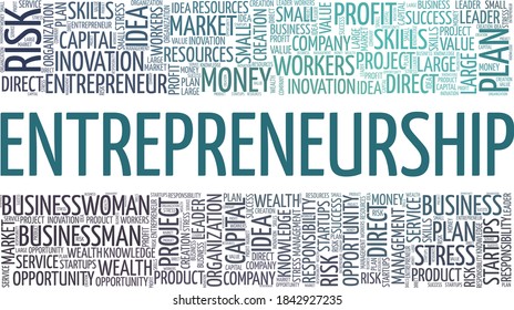 Entrepreneurship vector illustration word cloud isolated on a white background.