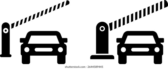 entry barrier icon. car parking barrier gate. Toll road icons. limiting access to restricted area
