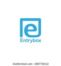 Entry Box logo design with letter E and square box