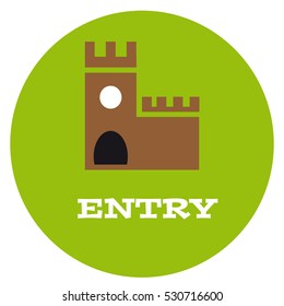 Entry to the castle on white background. Vector illustration.