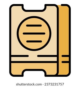Entry coupon icon outline vector. Museum ticket. Admit cinema color flat