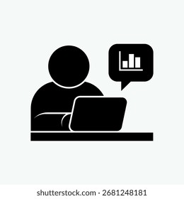 Datos de entrada, analista. Símbolo de analista de marketing: Vector, signo para diseño, presentación, Sitio web o Elementos de App. 