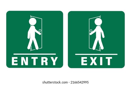 Entry Exit Green Square Sign Label Stock Vector (Royalty Free ...