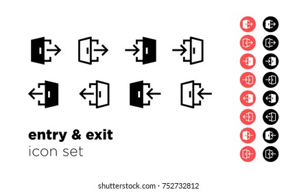 Entry And Exit Icon Set