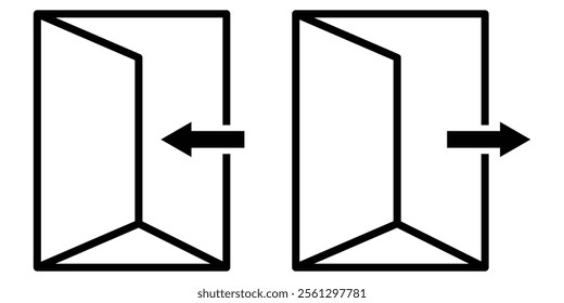 Entry and Exit Icon Set.  enters and exits the room through the door sign. 