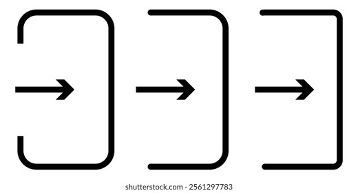 Entry and Exit Icon Set.  enters and exits the room through the door sign. 