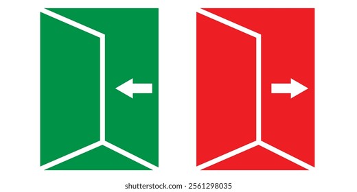 entry and exit sign, entry and exit door. Entrance and exit vector icons. Sing in and sign out, login and logout icons isolated.