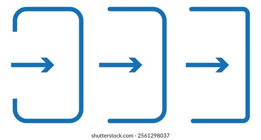 entry and exit sign, entry and exit door. Entrance and exit vector icons. Sing in and sign out, login and logout icons isolated.