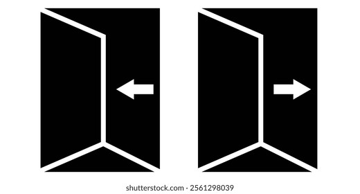 entry and exit sign, entry and exit door. Entrance and exit vector icons. Sing in and sign out, login and logout icons isolated.