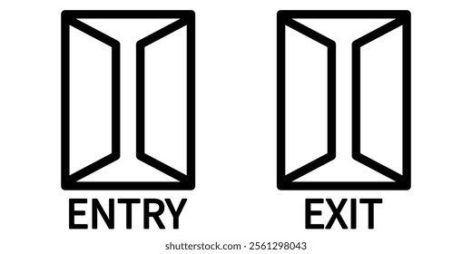 entry and exit sign, entry and exit door. Entrance and exit vector icons. Sing in and sign out, login and logout icons isolated.