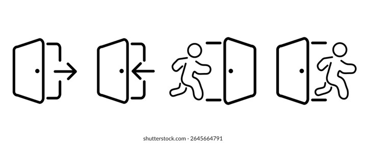 Entry and Exit vector icon. Login and logout icon vector. Door open and close sign icon vector.