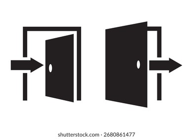 Entry and Exit vector icon. Login and Logout black symbol