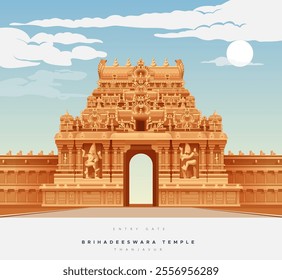 Entry Gate of Brihadeeswara Temple, Thanjavur - Stock Illustration as EPS 10 File