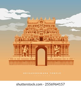 Entry Gate of Brihadeeswara Temple, Thanjavur - Stock Illustration as EPS 10 File