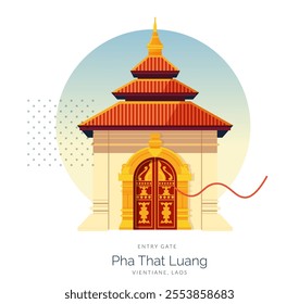 Entry Gate to Pha That Luang Vientiane, Laos - Stock Illustration as EPS 10 File