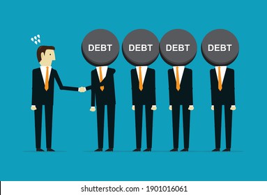 The entry of huge debts, Vector illustration in flat style