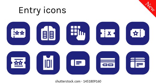 entry icon set. 10 filled entry icons.  Simple modern icons about  - Ticket, Doors, Password, Key card, Tickets
