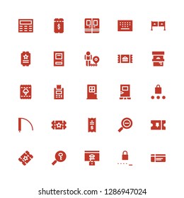 entry icon set. Collection of 25 filled entry icons included Ticket, Password, Restricted, Door, Restriction, Entrance, Keypad