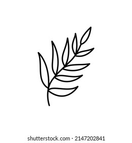 Entry of Jesus into Jerusalem. Vector Palm branch monoline icon. linear style sign for mobile concept and web design. Hebrew olive simple line. Jewish holiday symbol, logo illustration.