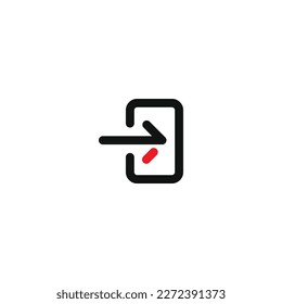 entry line black icon with red accents for web, app, etc