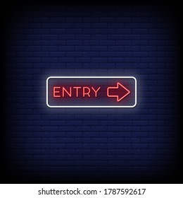 Entry Neon Signs Style Text Vector