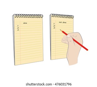 Entry pads done or pending affairs. vector illustration.