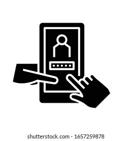 Entry password black icon, concept illustration, vector flat symbol, glyph sign.