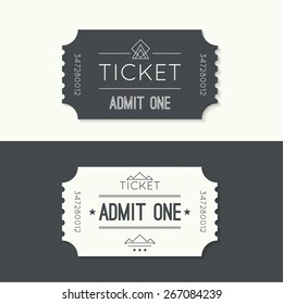 Entry ticket to old vintage style. hipster logo. Admit one.